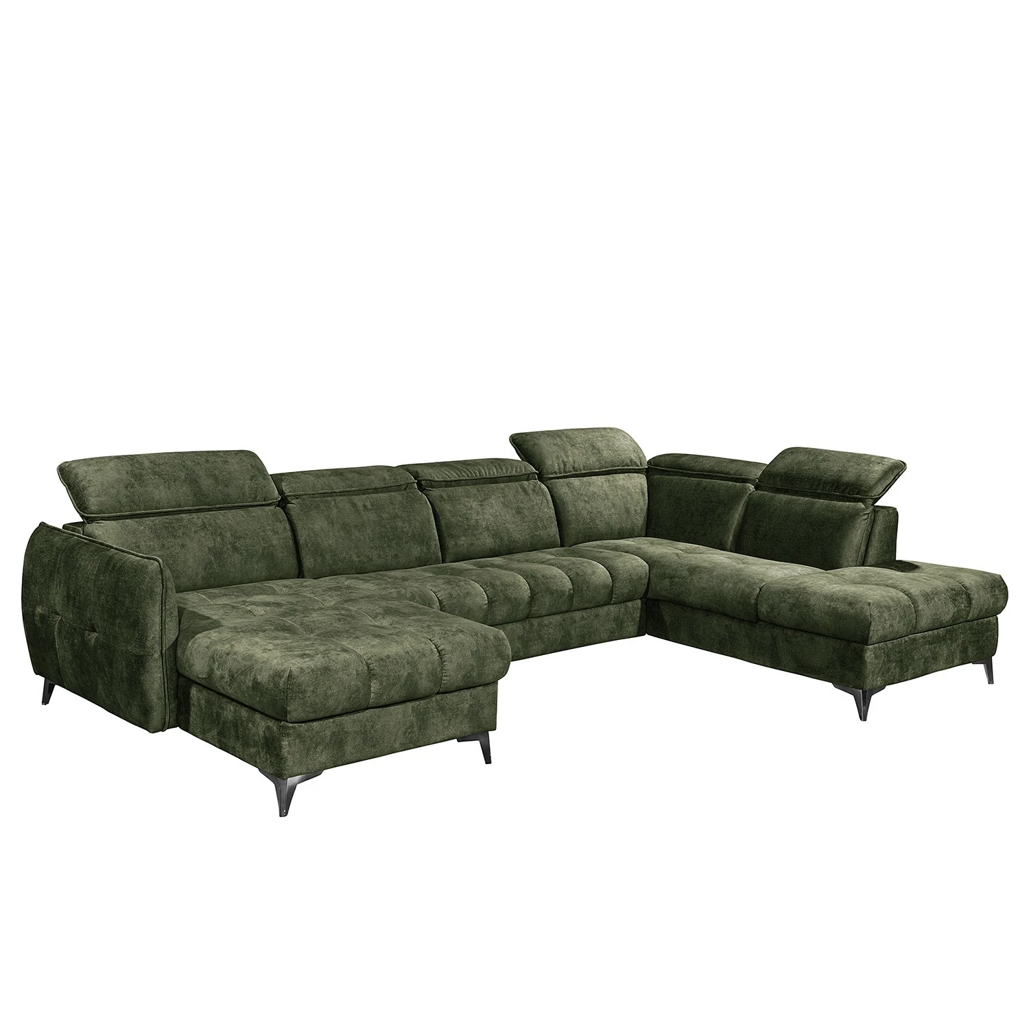 Loftscape Wohnlandschaft Grillon - Samt - Samt Insa: Moosgrün - Longchair davorstehend links / Ottomane rechts 1 Loftscape Wohnlandschaft Grillon - Samt - Samt Insa: Moosgrün - Longchair davorstehend links / Ottomane rechts