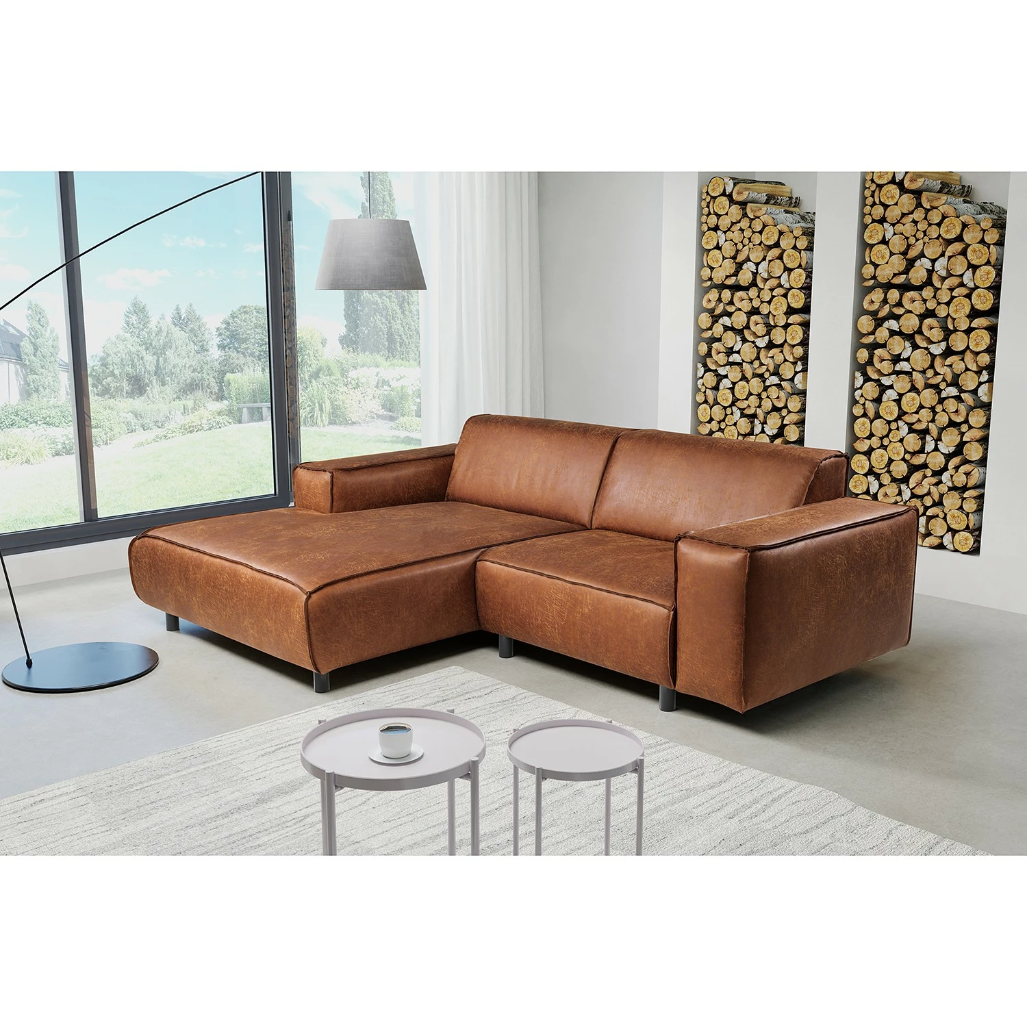 Ars manufacti Ecksofa Montans - Antiklederlook - Microfaser Yaka: Cognac - Longchair davorstehend links 2 Ars manufacti Ecksofa Montans - Antiklederlook - Microfaser Yaka: Cognac - Longchair davorstehend links – Bild 2
