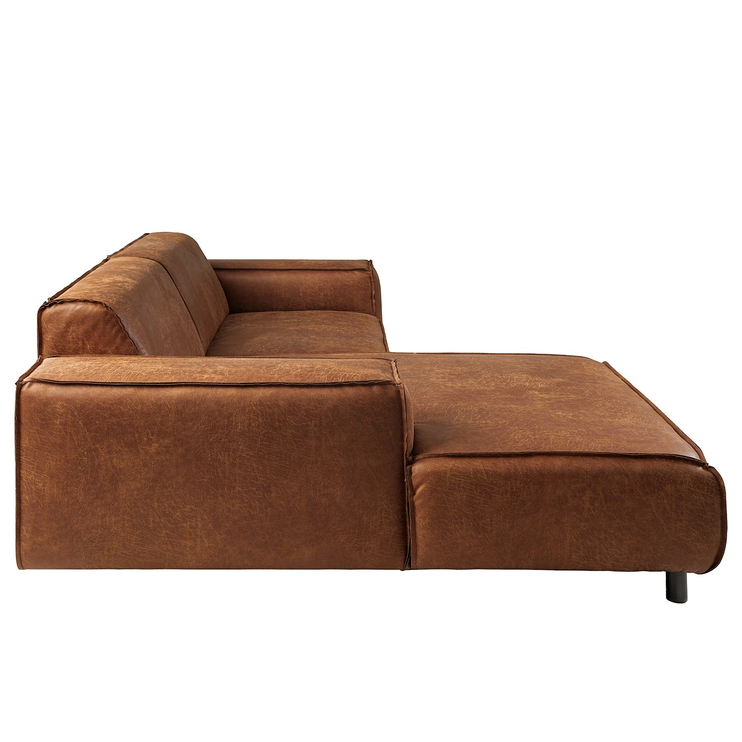 Ars manufacti Ecksofa Montans - Antiklederlook - Microfaser Yaka: Cognac - Longchair davorstehend links 4 Ars manufacti Ecksofa Montans - Antiklederlook - Microfaser Yaka: Cognac - Longchair davorstehend links – Bild 4