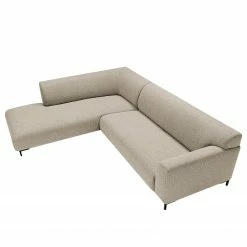 Studio Copenhagen Ecksofa Lussant - Flachgewebe Shina: Beige - Ottomane davorstehend links - Schwarz -WOHNZIMMERMÖBEL Verkäufe 1000242193 210217 08335200134 DETAILS P000000001000242193