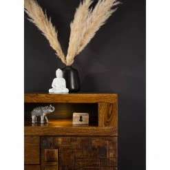 Wolf-Möbel Sideboard Bazac - Inkl. Beleuchtung - Akazie massiv - Akazie / Dunkelgrau -WOHNZIMMERMÖBEL Verkäufe 1000243213 220311 030 DETAILS P000000001000243213