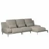 Fredriks Ecksofa Lirac - Webstoff - Webstoff Sogol: Grau - Longchair davorstehend rechts