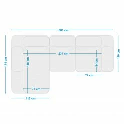Fredriks Ecksofa Lirac - Webstoff - Webstoff Sogol: Grau - Longchair davorstehend rechts -WOHNZIMMERMÖBEL Verkäufe 1000243287 210330 18220700775 SKETCH DETAILS P000000001000243287 sketch