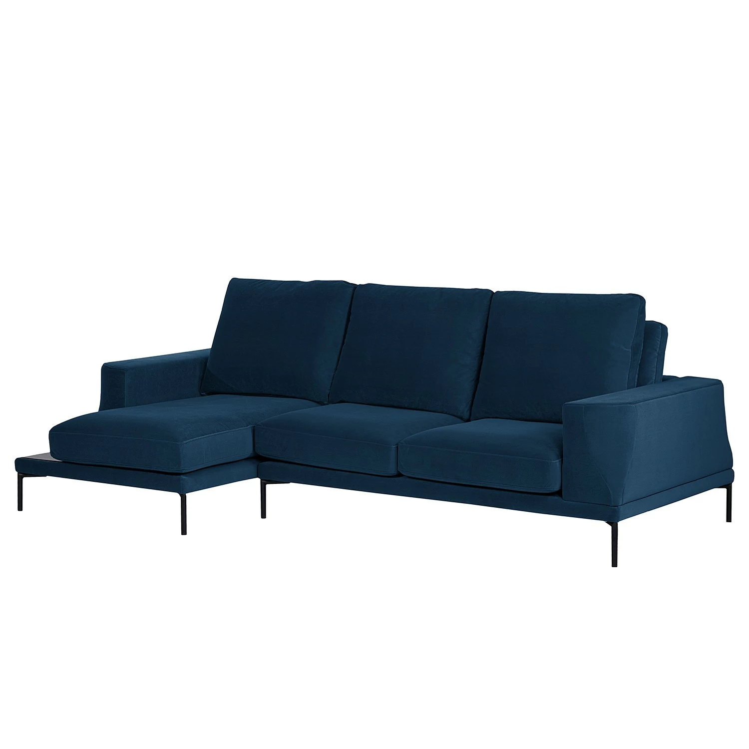 Fredriks Ecksofa Grossa - Samt - Samt Vaia: Dunkelblau - Longchair davorstehend links 1 Fredriks Ecksofa Grossa - Samt - Samt Vaia: Dunkelblau - Longchair davorstehend links