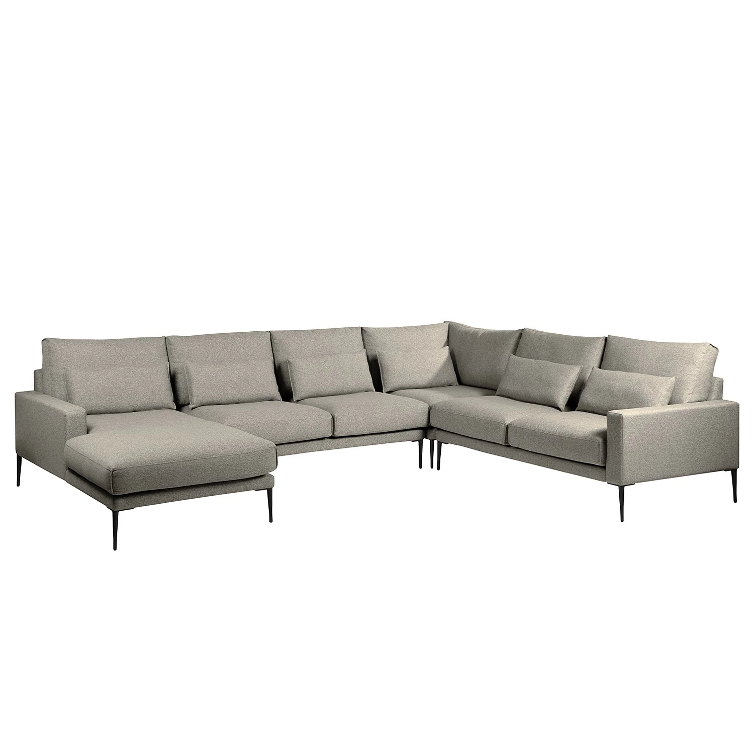 Fredriks Wohnlandschaft Garlin - Webstoff - Webstoff Sogol: Grau - Longchair davorstehend links / Ottomane rechts 1 Fredriks Wohnlandschaft Garlin - Webstoff - Webstoff Sogol: Grau - Longchair davorstehend links / Ottomane rechts