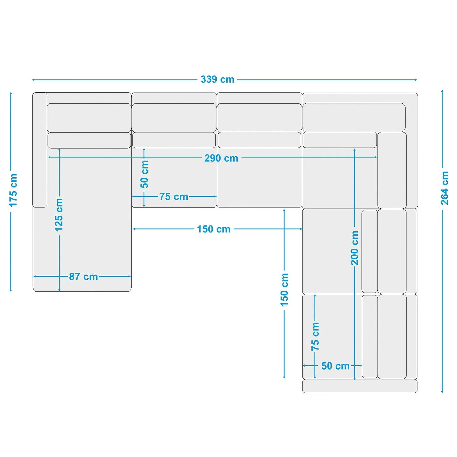 Fredriks Wohnlandschaft Garlin - Webstoff - Webstoff Sogol: Grau - Longchair davorstehend links / Ottomane rechts 12 Fredriks Wohnlandschaft Garlin - Webstoff - Webstoff Sogol: Grau - Longchair davorstehend links / Ottomane rechts – Bild 12
