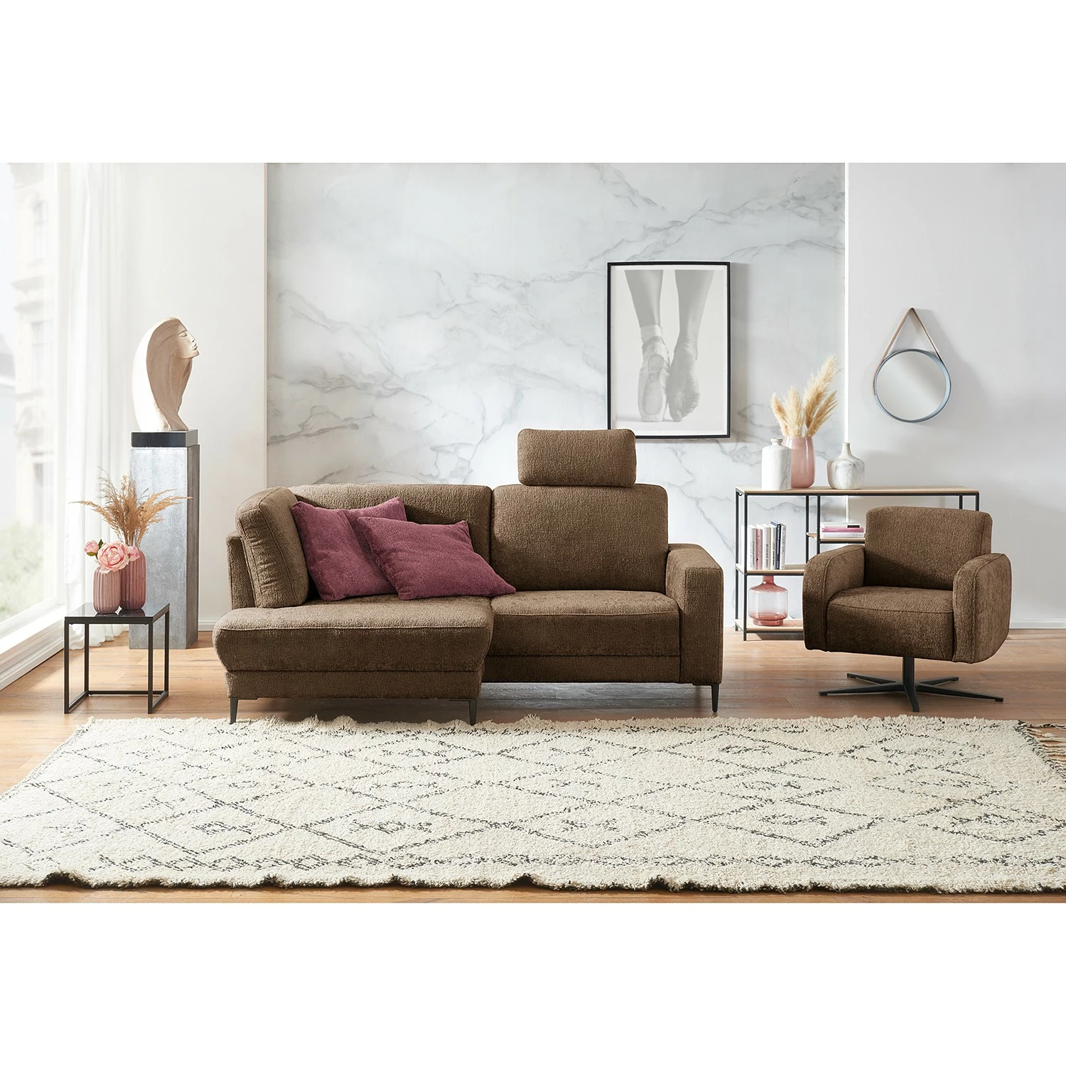 Ponsel Polstermöbel Ecksofa City - Chenille Jiao: Dunkelbraun - Longchair davorstehend links 2 Ponsel Polstermöbel Ecksofa City - Chenille Jiao: Dunkelbraun - Longchair davorstehend links – Bild 2