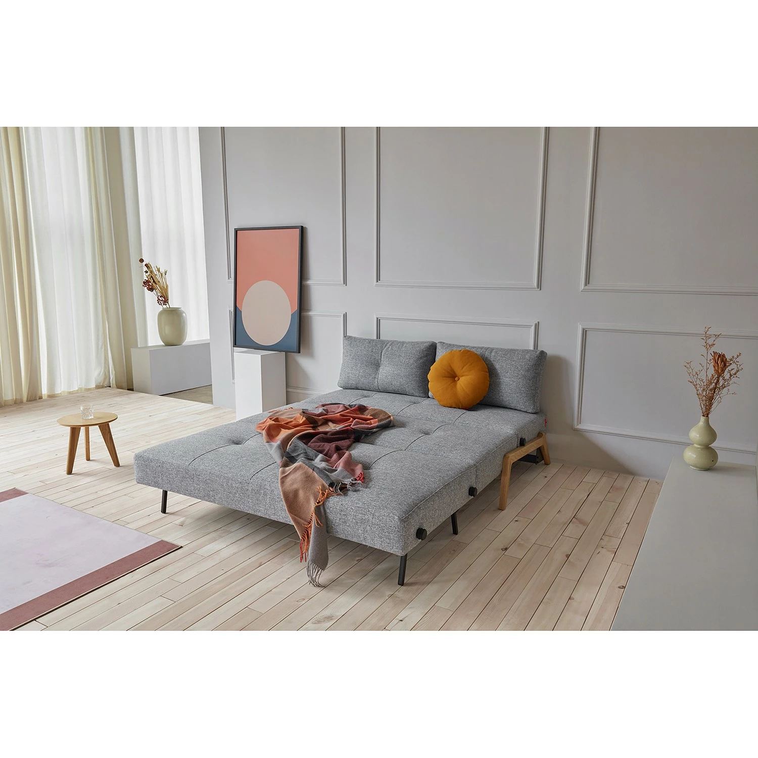 Innovation Möbel Schlafsofa Cubed - Stoff Twist: Granite - Breite: 168 cm - Eiche Hell 4 Innovation Möbel Schlafsofa Cubed - Stoff Twist: Granite - Breite: 168 cm - Eiche Hell – Bild 4