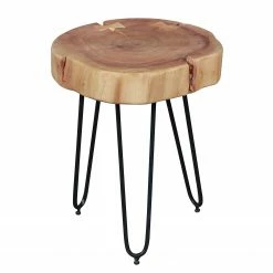 Naturoo Beistelltisch Loudet - Akazie massiv / Metall - Akazie / Schwarz