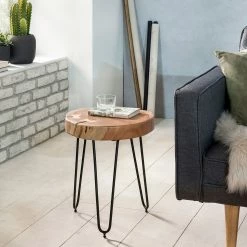 Naturoo Beistelltisch Loudet - Akazie massiv / Metall - Akazie / Schwarz -WOHNZIMMERMÖBEL Verkäufe 1000244851 210202 14511100045 MOOD DETAILS P000000001000244851 mood