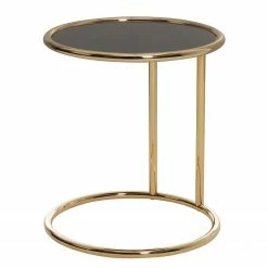 Red Living Beistelltisch Loubers - Glas / Metall - Schwarz / Gold