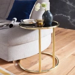 Red Living Beistelltisch Loubers - Glas / Metall - Schwarz / Gold -WOHNZIMMERMÖBEL Verkäufe 1000244871 210202 14554200145 MOOD DETAILS P000000001000244871 mood