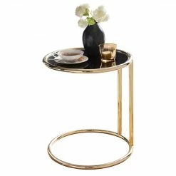 Red Living Beistelltisch Loubers - Glas / Metall - Schwarz / Gold -WOHNZIMMERMÖBEL Verkäufe 1000244871 210202 14554300146 DETAILS P000000001000244871