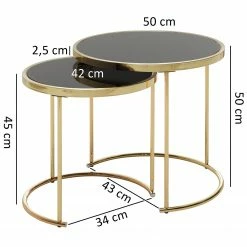 Red Living Beistelltisch Messery (2er-Set) - Glas / Metall - Schwarz / Gold -WOHNZIMMERMÖBEL Verkäufe 1000244878 210202 14581400197 SKETCH DETAILS P000000001000244878 sketch