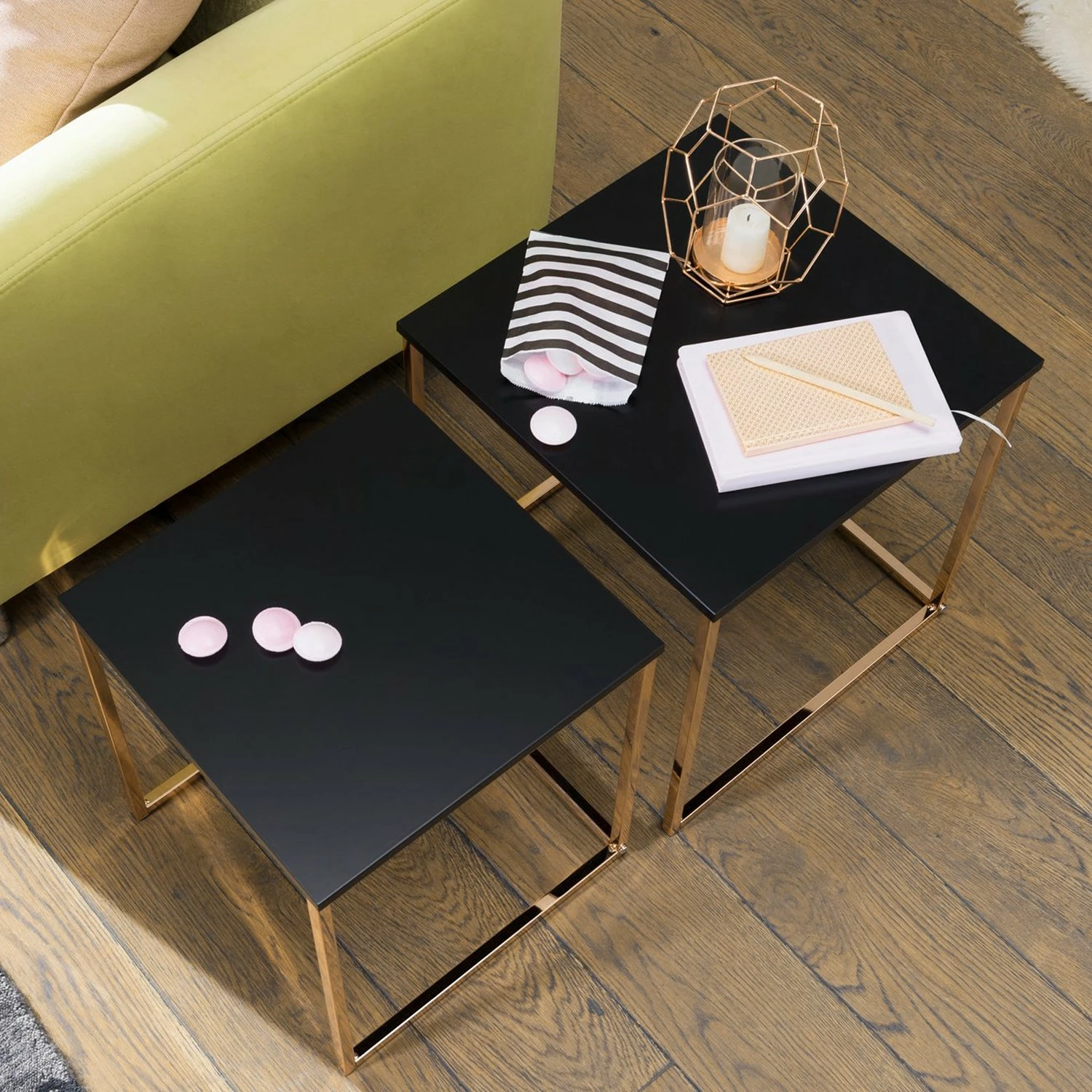 Loftscape Beistelltisch Menville (2er-Set) - Schwarz / Roségold 3 Loftscape Beistelltisch Menville (2er-Set) - Schwarz / Roségold – Bild 3