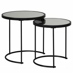 Loftscape Beistelltisch Menglon - Glas / Metall - Schwarz