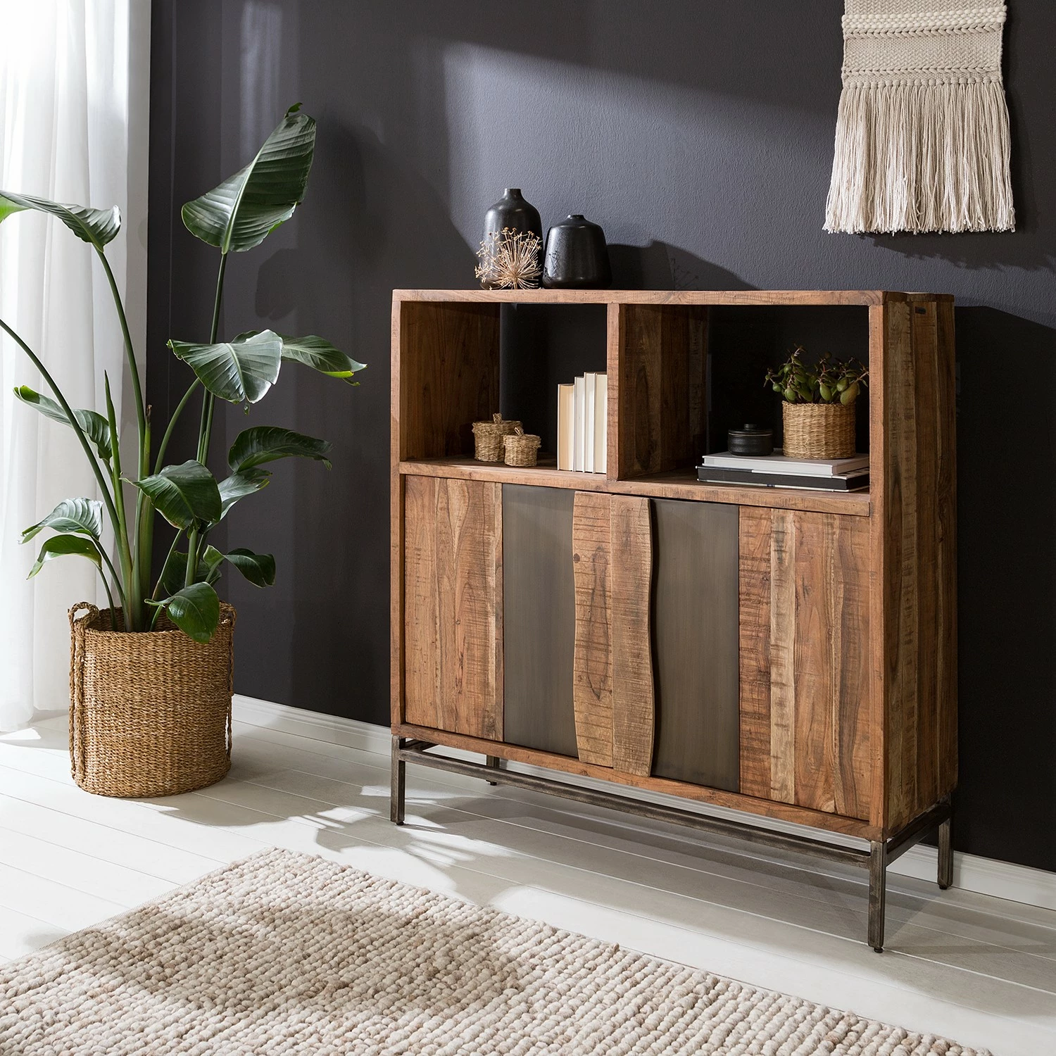 Ars manufacti Büroschrank Domme - Akazie massiv / Eisen - Akazie / Anthrazit 2 Ars manufacti Büroschrank Domme - Akazie massiv / Eisen - Akazie / Anthrazit – Bild 2