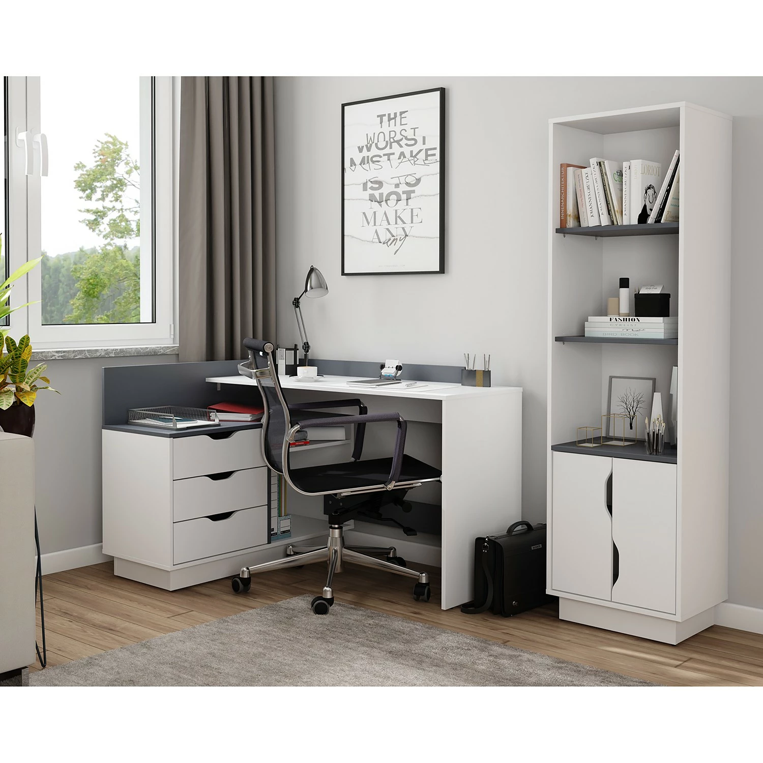 Furnitive Regal Paroy - Weiß / Grau 4 Furnitive Regal Paroy - Weiß / Grau – Bild 4