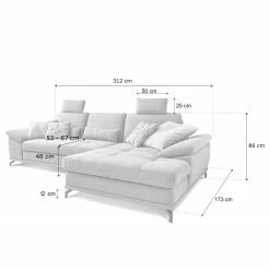 Loftscape Ecksofa Odenas - Webstoff - Webstoff Palila: Mauve - Longchair davorstehend rechts - Mit Schlaffunktion -WOHNZIMMERMÖBEL Verkäufe 1000248827 210317 15142401910 SKETCH DETAILS P000000001000248827 sketch