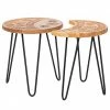 Naturoo Beistelltisch Vignats (2-teilig) - Mango massiv / Metall - Mango / Schwarz
