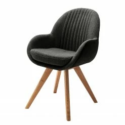 Norrwood Armlehnenstuhl Chemille - Flachgewebe / Eiche massiv - Anthrazit