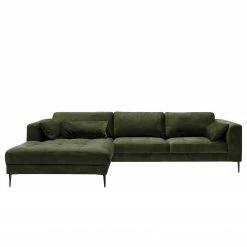 Mørteens Ecksofa Gaillon - Microfaser - Microfaser Cori: Dunkelgrün - Longchair davorstehend links