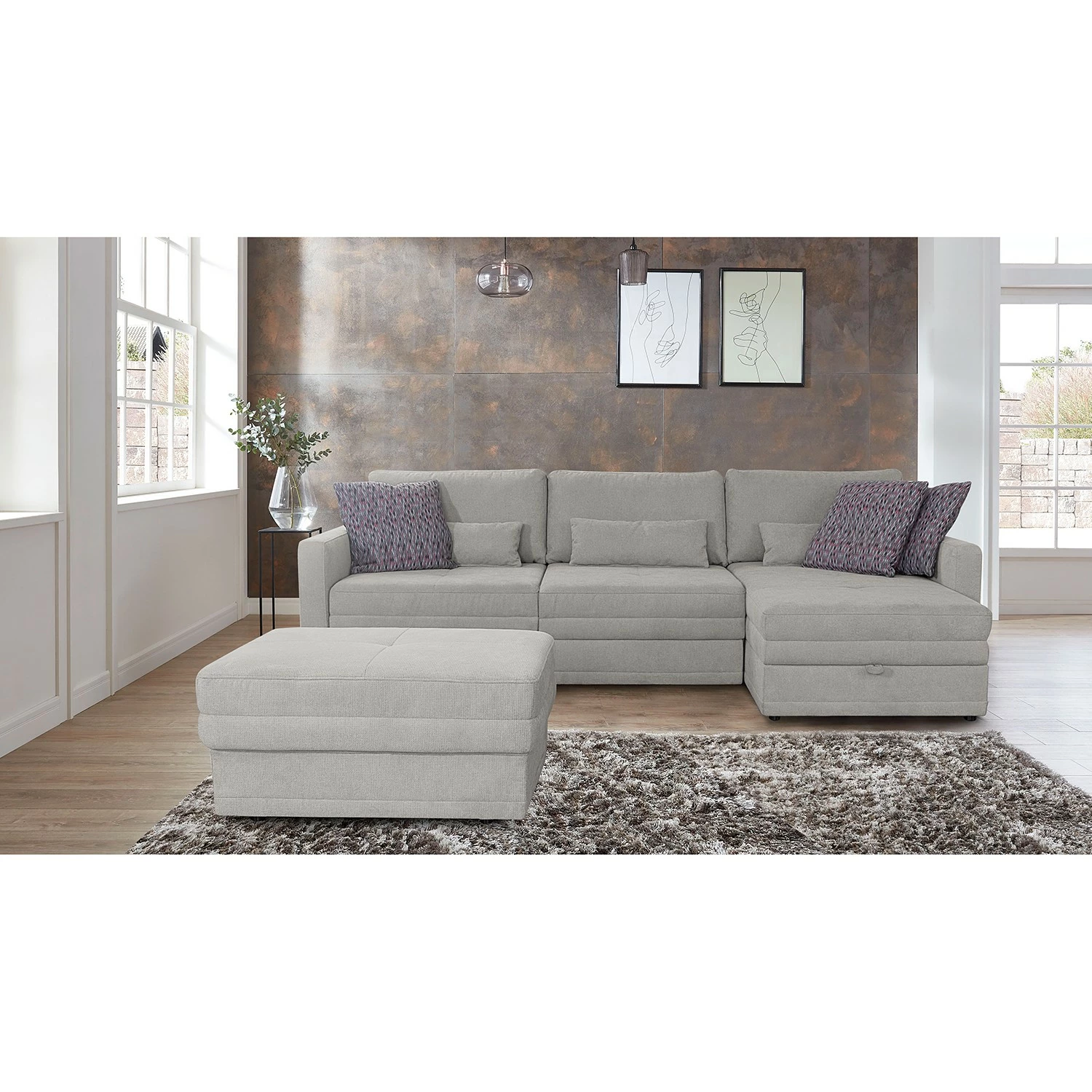 Loftscape Polsterhocker Guillac - Webstoff Palila: Granit 2 Loftscape Polsterhocker Guillac - Webstoff Palila: Granit – Bild 2