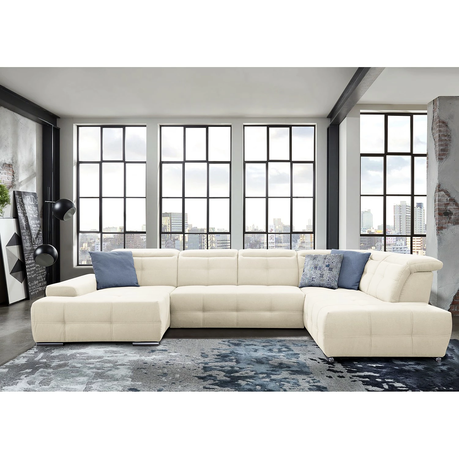 Loftscape Wohnlandschaft Beutin - Flachgewebe - Flachgewebe Olea: Weiß - Ottomane davorstehend rechts - Ohne Schlaffunktion 2 Loftscape Wohnlandschaft Beutin - Flachgewebe - Flachgewebe Olea: Weiß - Ottomane davorstehend rechts - Ohne Schlaffunktion – Bild 2