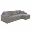 Loftscape Ecksofa Guillac - Webstoff - Webstoff Palila: Fango - Longchair davorstehend rechts - Mit Schlaffunktion