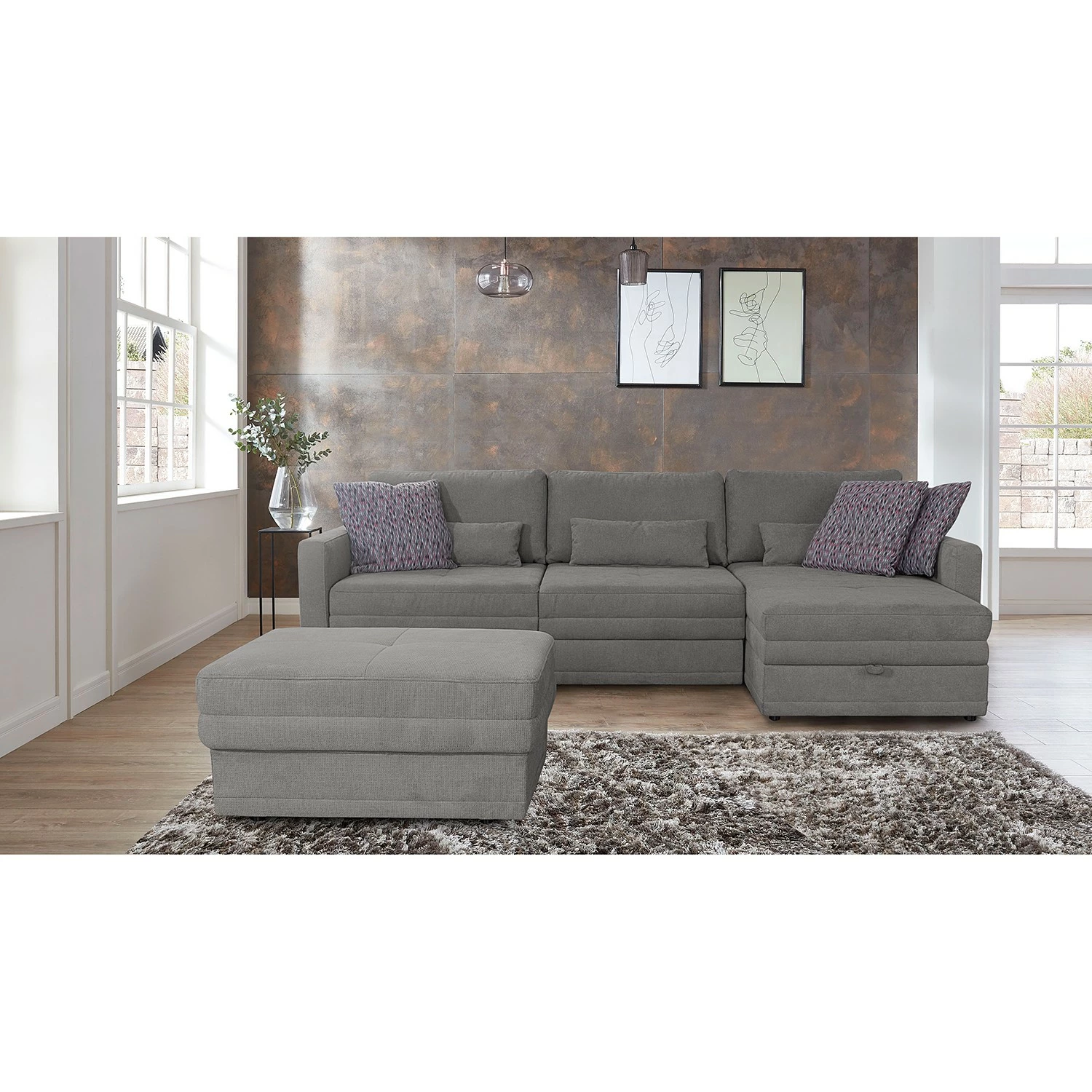 Loftscape Ecksofa Guillac - Webstoff - Webstoff Palila: Fango - Longchair davorstehend rechts - Mit Schlaffunktion 2 Loftscape Ecksofa Guillac - Webstoff - Webstoff Palila: Fango - Longchair davorstehend rechts - Mit Schlaffunktion – Bild 2