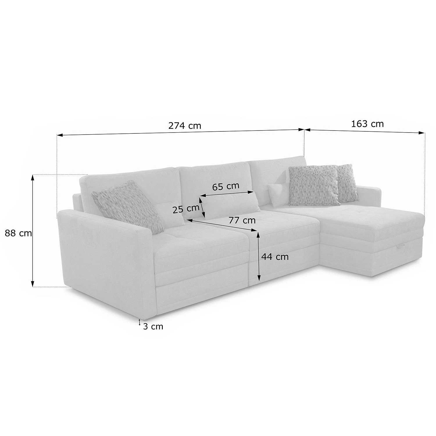 Loftscape Ecksofa Guillac - Webstoff - Webstoff Palila: Fango - Longchair davorstehend rechts - Mit Schlaffunktion 10 Loftscape Ecksofa Guillac - Webstoff - Webstoff Palila: Fango - Longchair davorstehend rechts - Mit Schlaffunktion – Bild 10