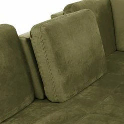 Loftscape Wohnlandschaft Lascaux - Samt - Samt Ravi: Olivgrün - Longchair davorstehend links / Ottomane rechts -WOHNZIMMERMÖBEL Verkäufe 1000253923 210419 15251601771 DETAILS P000000001000253923