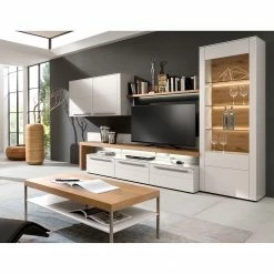 GWINNER TV-Lowboard Bellano II - Echtholzfurnier - Matt Weiß / Balkeneiche - Ausrichtung links - Mit Beleuchtung -WOHNZIMMERMÖBEL Verkäufe 1000254912 210723 15200700104 MOOD DETAILS P000000001000254912 mood