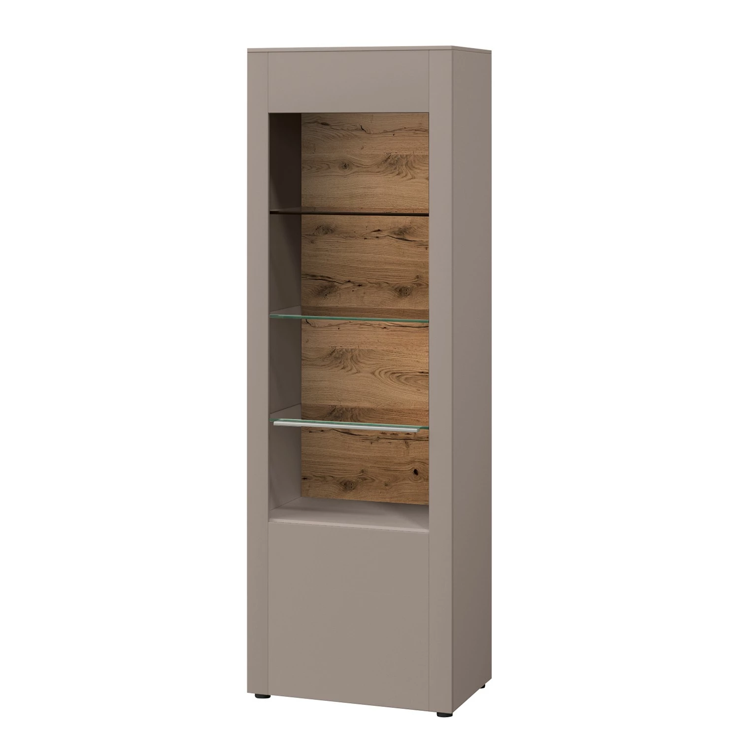 GWINNER Standvitrine Bellano - Echtholzfurnier - Matt Fango / Balkeneiche - Türanschlag rechts - Ohne Beleuchtung 1 GWINNER Standvitrine Bellano - Echtholzfurnier - Matt Fango / Balkeneiche - Türanschlag rechts - Ohne Beleuchtung