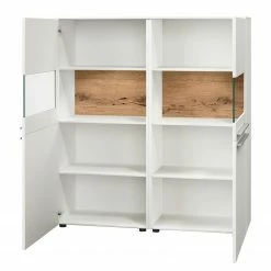GWINNER Highboard Bellano - Echtholzfurnier - Matt Weiß / Balkeneiche - Ohne Beleuchtung 6 GWINNER Highboard Bellano - Echtholzfurnier - Matt Weiß / Balkeneiche - Ohne Beleuchtung -WOHNZIMMERMÖBEL Verkäufe 1000254980 210511 10461300328 DETAILS P000000001000254980