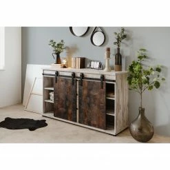 Maison Belfort Sideboard Janze I - Kiefer Weiß Dekor / Vintage Braun -WOHNZIMMERMÖBEL Verkäufe 1000254985 210322 08500300015 MOOD DETAILS P000000001000254985 mood