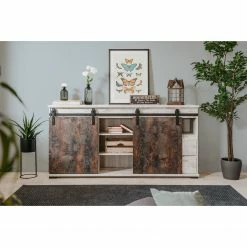 Maison Belfort Sideboard Janze II - Kiefer Weiß Dekor / Vintage Braun -WOHNZIMMERMÖBEL Verkäufe 1000254986 210322 08501700024 MOOD DETAILS P000000001000254986 mood