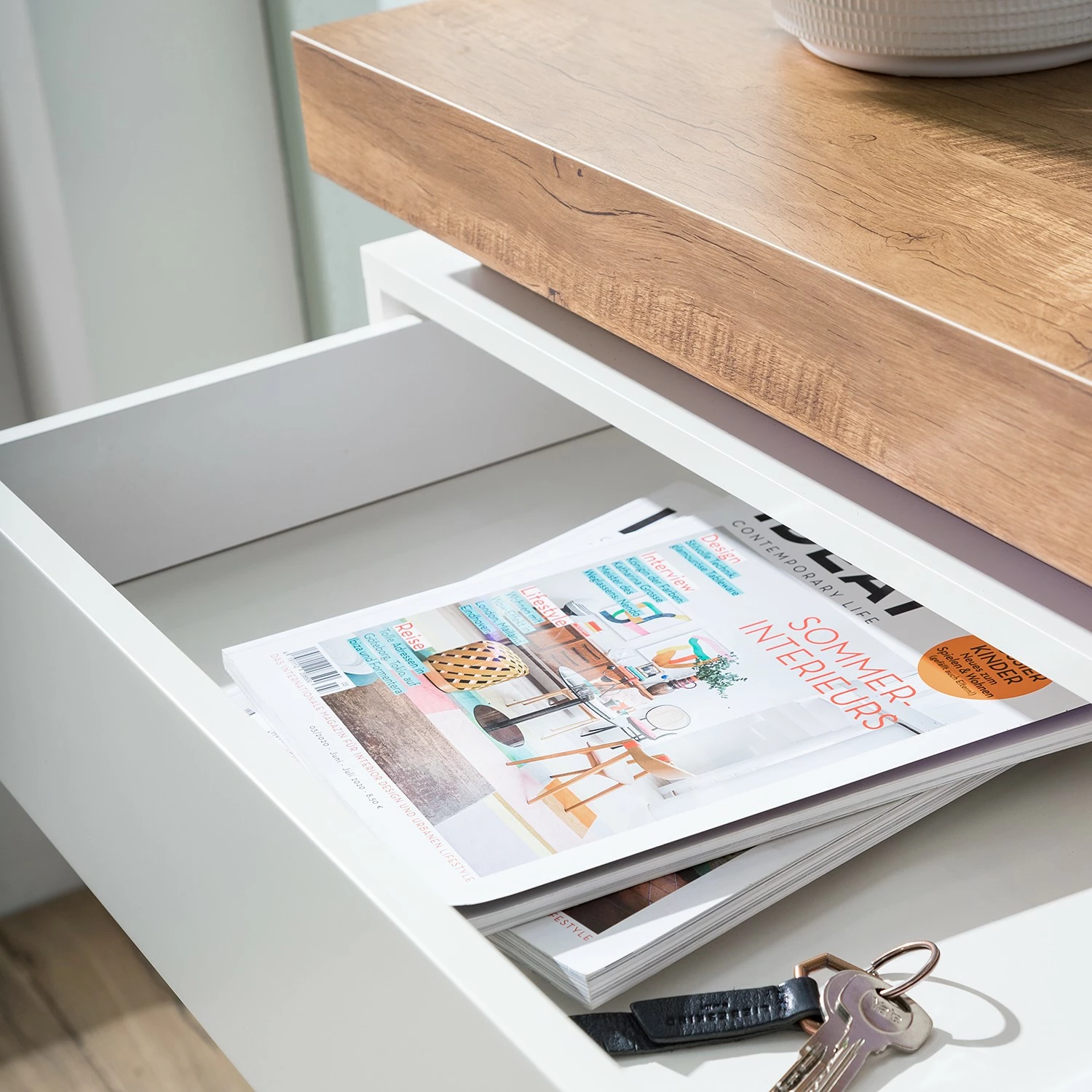 Fredriks Kommode Namona I - Inkl. Beleuchtung - Eiche Dekor / Weiß 16 Fredriks Kommode Namona I - Inkl. Beleuchtung - Eiche Dekor / Weiß – Bild 16