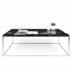 Temahome Couchtisch Gleam I - Marmor / Metall - Schwarz / Chrom - Breite: 120 cm -WOHNZIMMERMÖBEL Verkäufe 1000255277 210324 15033800450 DETAILS P000000001000255277