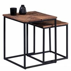 Red Living Couchtisch Le Meux I (2er-Set) - Altholz massiv / Metall - Braun / Schwarz -WOHNZIMMERMÖBEL Verkäufe 1000255956 210719 17515700008 DETAILS P000000001000255956