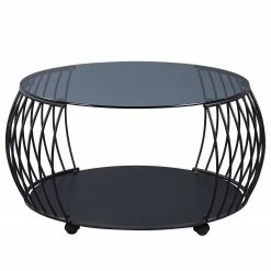 Loftscape Couchtisch Bolazec II - Glas / Metall - Schwarz