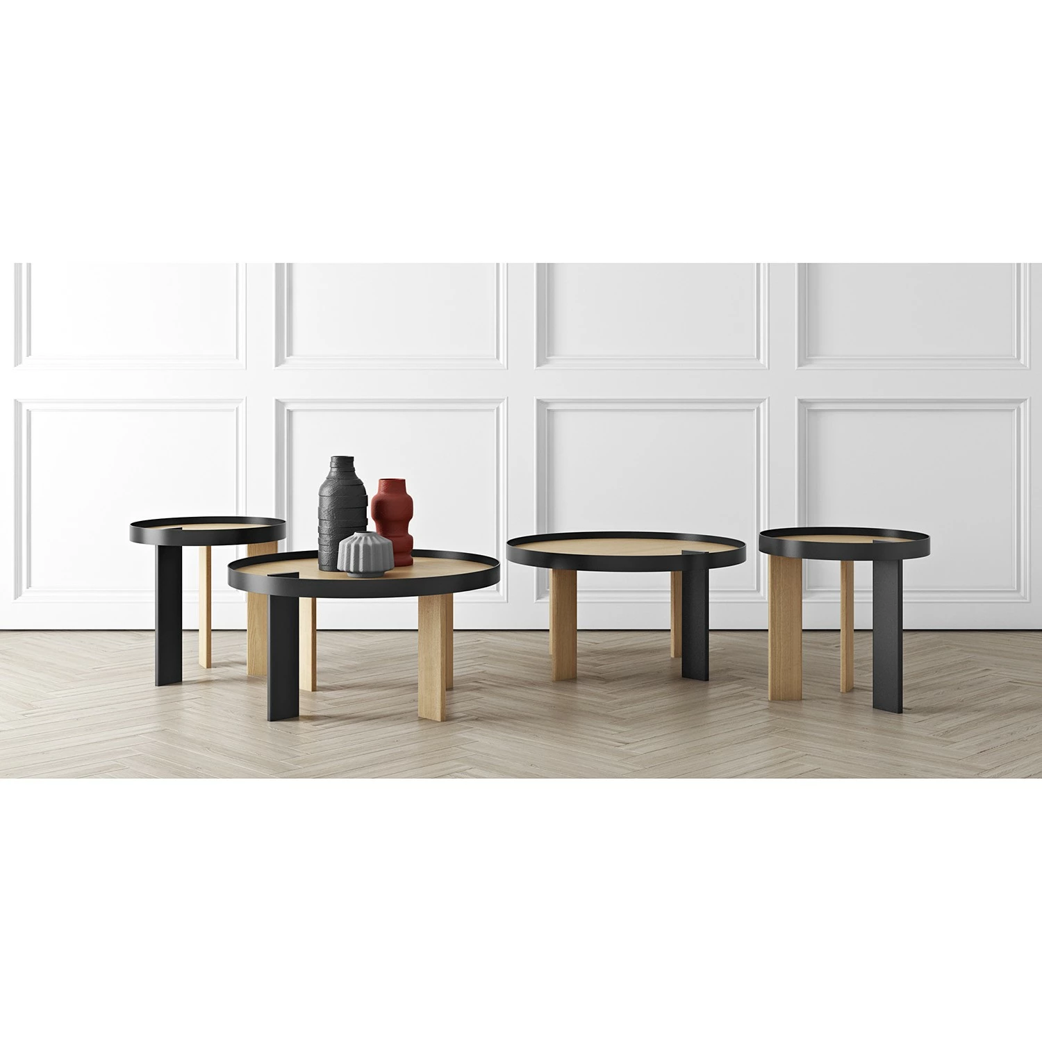 Temahome Beistelltisch Bruno - Echtholzfurnier / Metall - Eiche / Schwarz 4 Temahome Beistelltisch Bruno - Echtholzfurnier / Metall - Eiche / Schwarz – Bild 4