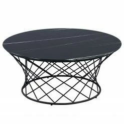 Loftscape Couchtisch La Cellette - Glas / Metall - Marmor Schwarz Dekor / Schwarz