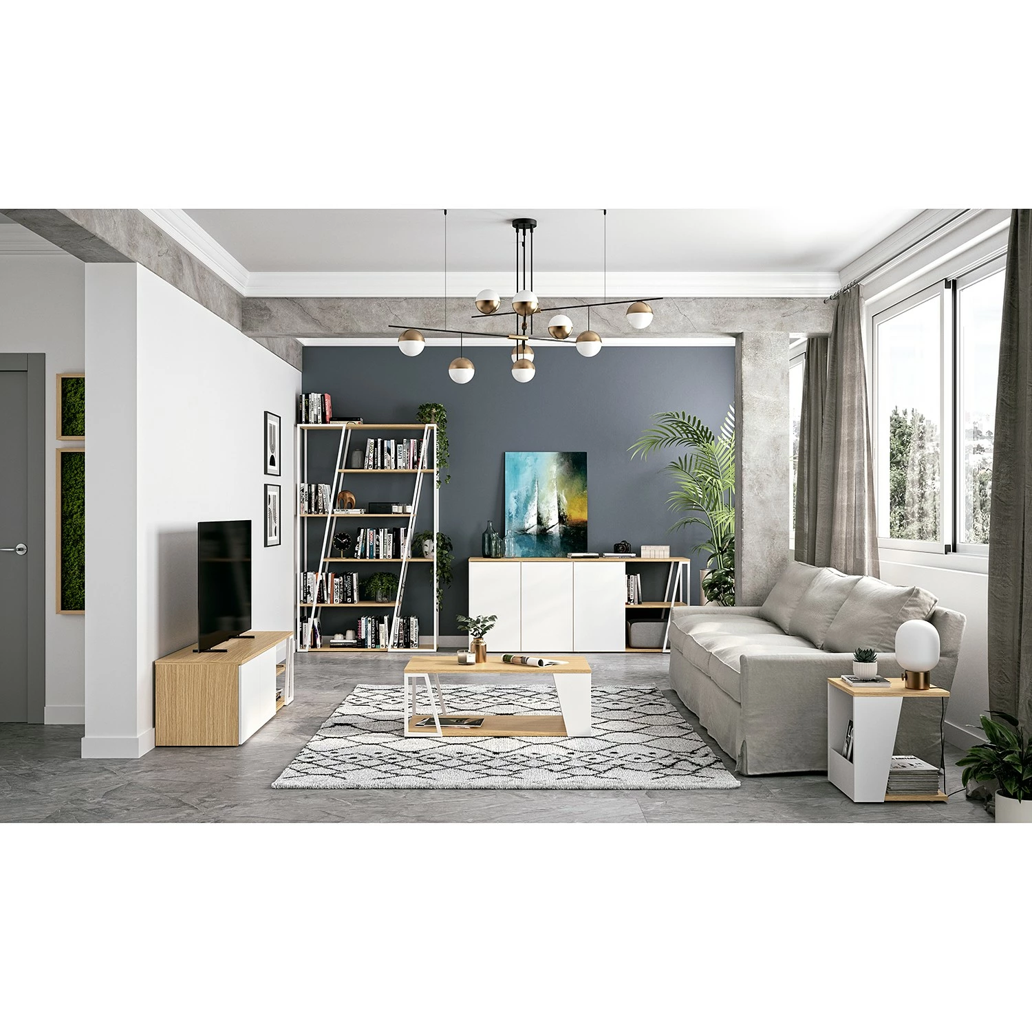 Temahome Couchtisch Albi - Echtholzfurnier - Eiche / Weiß 3 Temahome Couchtisch Albi - Echtholzfurnier - Eiche / Weiß – Bild 3