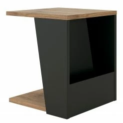 Temahome Beistelltisch Albi - Echtholzfurnier - Walnuss / Schwarz