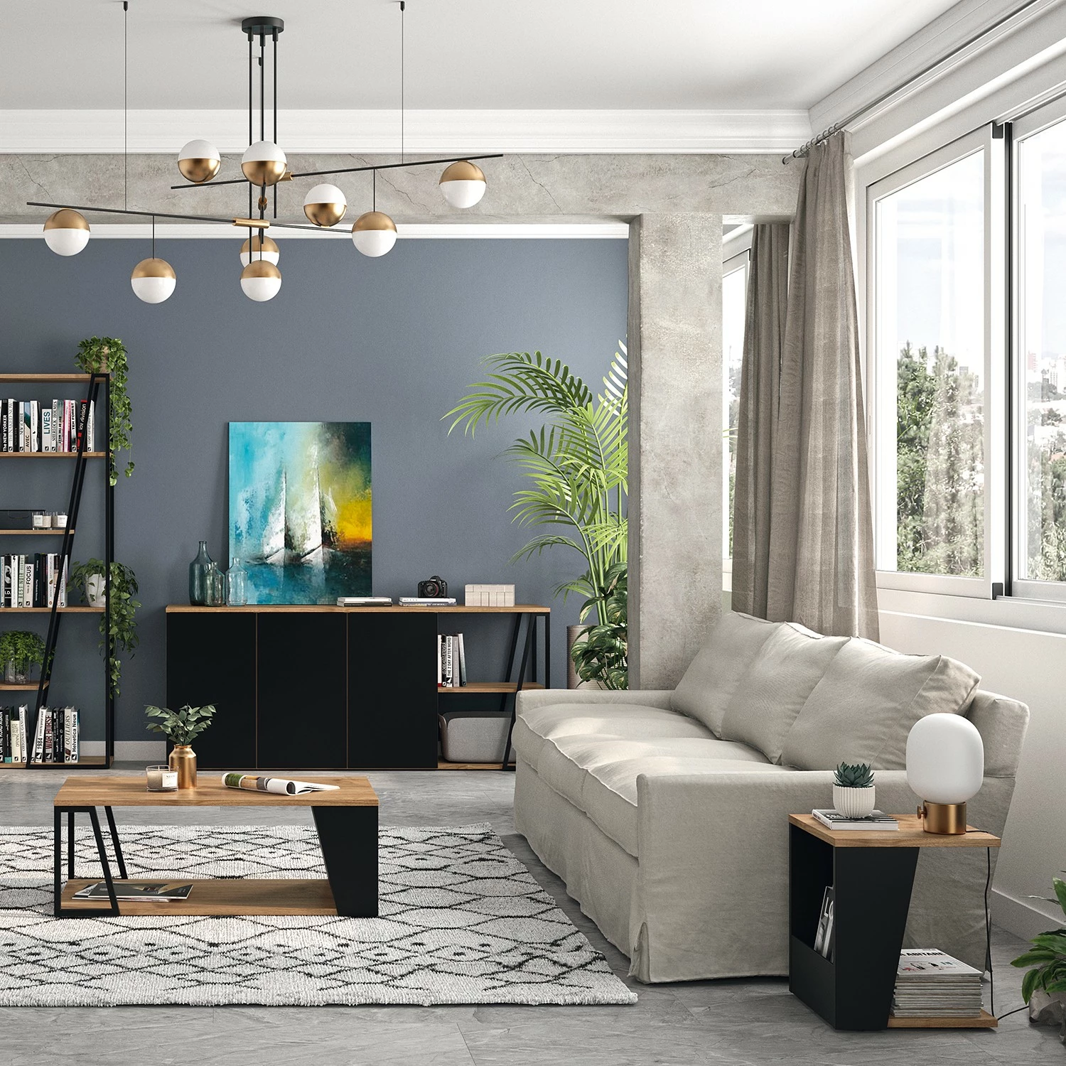 Temahome Beistelltisch Albi - Echtholzfurnier - Walnuss / Schwarz 2 Temahome Beistelltisch Albi - Echtholzfurnier - Walnuss / Schwarz – Bild 2