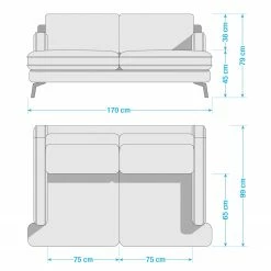 Studio Copenhagen Sofa Vieux Bourg (2,5-Sitzer) - Flachgewebe Nona: Anthrazit -WOHNZIMMERMÖBEL Verkäufe 1000256577 210809 09092300092 SKETCH DETAILS P000000001000256577 sketch