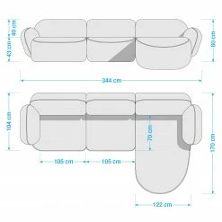 Studio Copenhagen Ecksofa Vieux Colpo - Microfaser Alana: Dunkelgrau - Breite: 344 cm - Longchair davorstehend rechts -WOHNZIMMERMÖBEL Verkäufe 1000256663 210809 09092200033 SKETCH DETAILS P000000001000256663 sketch