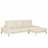 Bizzarto Ecksofa Penda II - Webstoff Sogol: Creme - Longchair davorstehend rechts