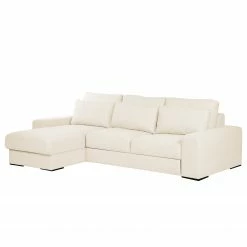 Bizzarto Ecksofa Gurabo I - Webstoff Sogol: Creme - Longchair davorstehend links - Mit Schlaffunktion